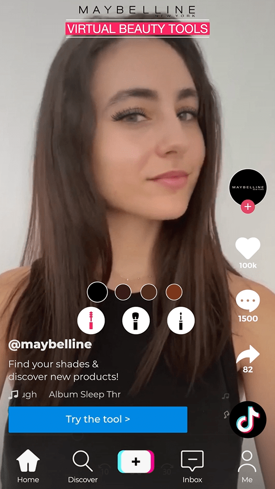 Maybelline facial recognition AR filter